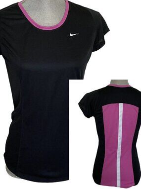 Nike Running Top - Size Small - Black with Pink Trim - Dri-Fit